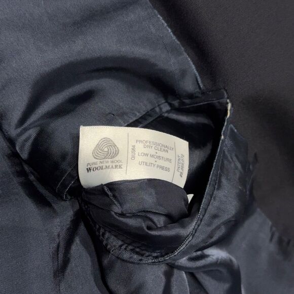 VTG 90s Hart Schaffner Marx Pure New Wool Blazer Black Made in USA Men Size 43L - Picture 10 of 14